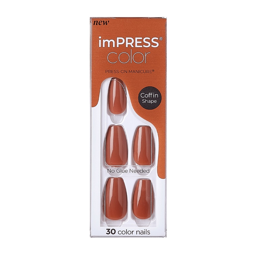 Kiss IMPRESS COLOR ‘Miss Me’ Press On Nails, Coffin Shaped, Manicure